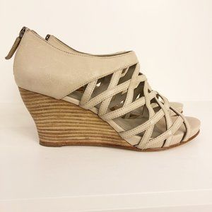Eileen Fisher Cage Wedge Sandals Leather Tan 8